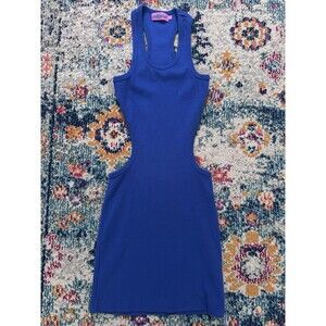 Edikted Women's Sleeveless‎ Blue Ribbed Cutout Dress Size Small
